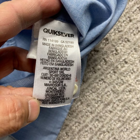 QUIKSILVER Shirt Men XXL Blue Button Down Modern Fit Casual Pocket Poly Cotton - Picture 6 of 10